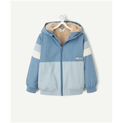 Blue hooded jacket with soft interior for boys