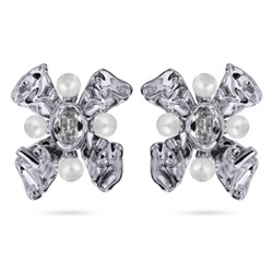 Клипсы Грациоза (кристаллы SW белые, Майорка; покрытие родий), Есть комплект