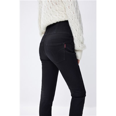 Vaquero slim fit de tiro alto Negro
