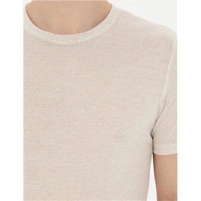 Bej Slim Fit Basic Tişört