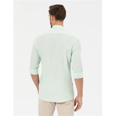 Yeşil Slim Fit Uzun Kollu Gömlek