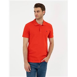 Kırmızı Slim Fit %100 Pamuk Polo Yaka Basic Tişört