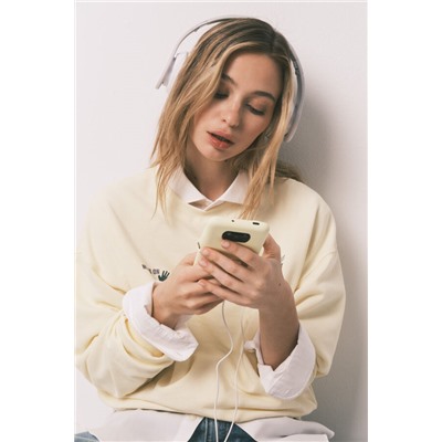 Sudadera corta lisa felpa algodón amarilla