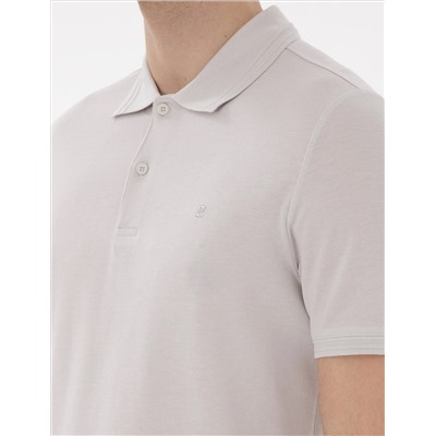 Açık Gri Slim Fit %100 Pamuk Polo Yaka Basic Tişört