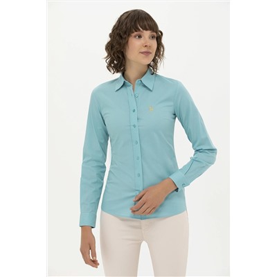 Kadın Mint Uzun Kollu Basic Gömlek