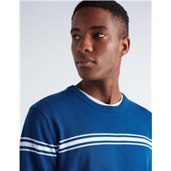 Striped Knitted Jumper, Men, Blue