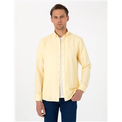 Sarı Oxford Slim Fit Kolay Ütülenebilir Gömlek