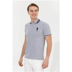 Erkek Gri Melanj Basic Polo Yaka Tişört