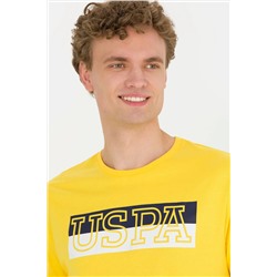 Erkek Koyu Sarı Bisiklet Yaka Tişört