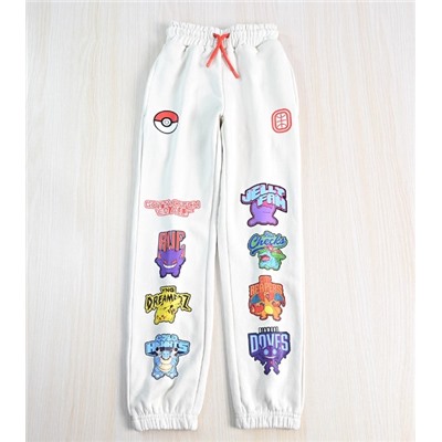 Женские штаны из плотного хлопка с офсетной печатью