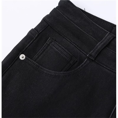 Джинсы слегка расклешенные средней и высокой талии с флисовой подкладкой МО*КО