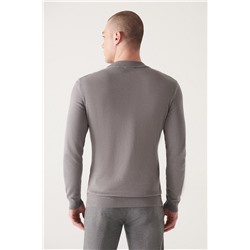 Gri Yarım Balıkçı Yaka Basic Triko Kazak