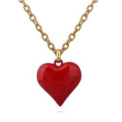 Кулон Сердцебиение (2, 5см, эмаль красная; покрытие золото) 95см, Есть комплект