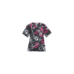 UA Cartwheels Fuchsia V-Neck Print Scrub Top