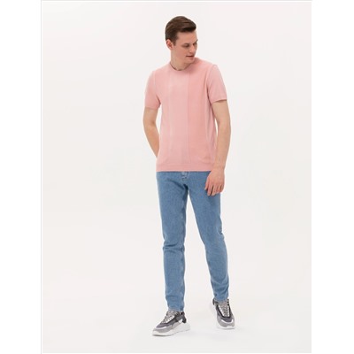 Pembe Slim Fit Bisiklet Yaka Triko Tişört