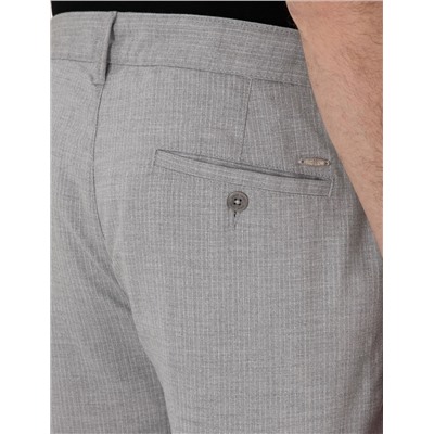 Gri Slim Fit Beli Lastikli Çizgili  Kanvas Pantolon