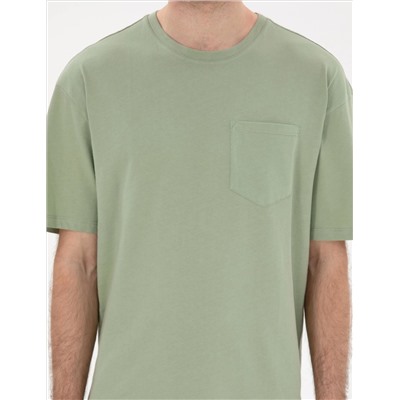 Yeşil Comfort Fit Basic Tişört