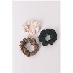 Pack 3 mini scrunchies negro/marrón/blanco