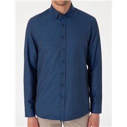 Lacivert Oxford Slim Fit Kolay Ütülenebilir Gömlek