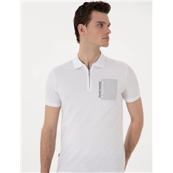 Beyaz Slim Fit Polo Yaka Tişört