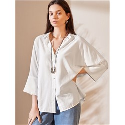 Блузка с цельнокроеным рукавом 3/4 из вискозы с добавлением хлопка