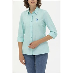 Kadın Mint Uzun Kollu Basic Gömlek