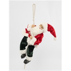 Изделие декоративное, 40 см, подвесное, полиэстер, Санта на канате, New year