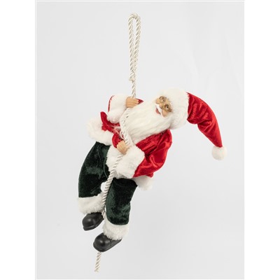 Изделие декоративное, 40 см, подвесное, полиэстер, Санта на канате, New year