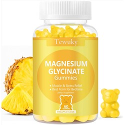Magnesium Glycinate Gummies 500mg, Sugar-Free for Adults & Kids, Magnesium Gummies for Sleep, Stress & Muscle Relief, Supports Bone & Nerve Health, Vegan, Pectin-Based, 60 Count, Blueberry Flavor