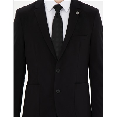 Siyah Esnek Fit Blazer Ceket