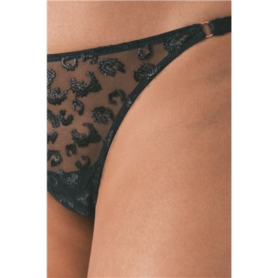 Tanga tul bordado metálico negro