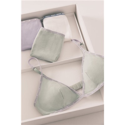 Pack 3 bragas clásicas algodón blanco, lila, verde