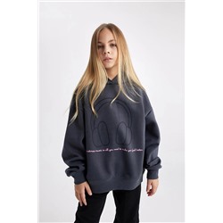 Defacto Kız Çocuk Oversize Fit Kapüşonlu İçi Yumuşak Tüylü Kalın Sweatshirt B2516A823WN