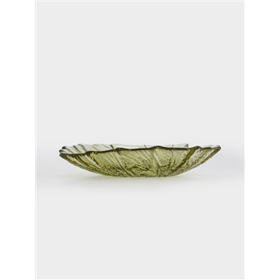Блюдо, 16х14 см, стекло, зеленое, Лист, Autumn forest