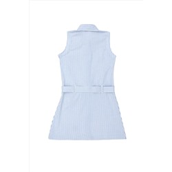 Kız Çocuk Mavi Kolsuz Dokuma Elbise