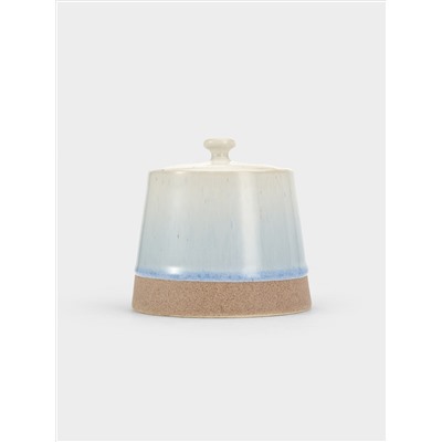 Сахарница, 9,5 см, 260 мл, керамика, бежево-голубая, в крапинку, Azurro