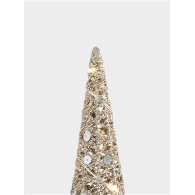 Ель-конус, 60 см, с подсветкой, полиэстер/металл, шампань, Celebration