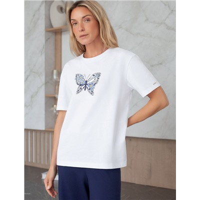 Футболка с принтом свободная эластичная из премиального хлопка