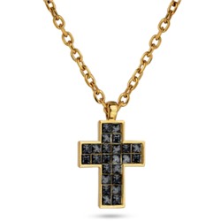 Кулон Квадро (кристаллы SW темно-серые; покрытие золото) 50см, Есть комплект