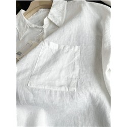 Женская свободная льняная рубашка поло 2 цвета КО*С