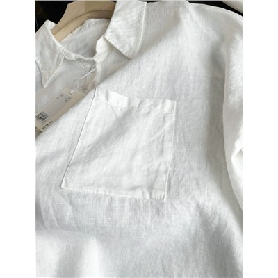 Женская свободная льняная рубашка поло 2 цвета КО*С