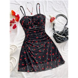 Soleia Women's Summer Vacation Blue & White Floral Mesh Slip Dress Summer Dress Vacation Outfits Women Holiday Dresses For Women Floral Dress Yellow Dress