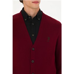 Erkek Bordo Basic Triko Hırka