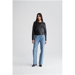 Faux Leather Cropped Biker Jacket