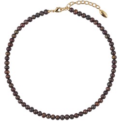 Колье (жемчуг баклажановый 6мм; покрытие золото) 38-45см