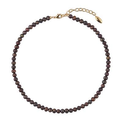 Колье (жемчуг баклажановый 6мм; покрытие золото) 38-45см