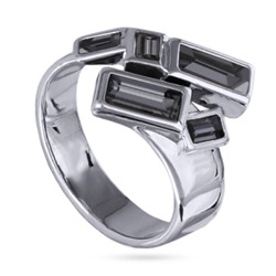 Кольцо Богемия (кристаллы SW темно-серые; покрытие родий), Есть комплект