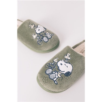 Zapatillas casa Snoopy kaki oscuro