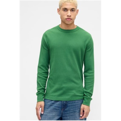 Waffle-Knit Crewneck T-Shirt