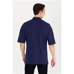 Erkek Lacivert Oversize Polo Yaka Tişört